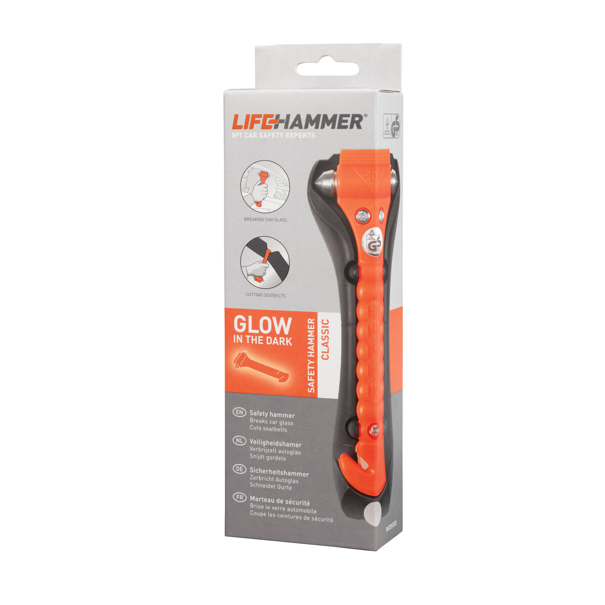 verpackter Notfallhammer.