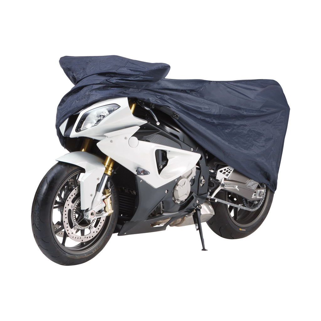 Eine Schutzhaube über einem Motorrad.