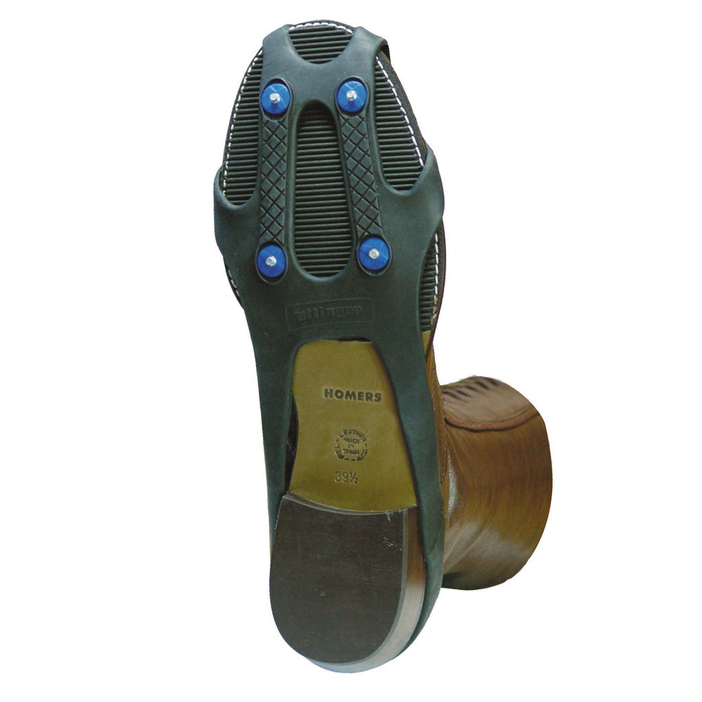 Ottinger Schuhkralle Mini an einem Stiefel angebracht.