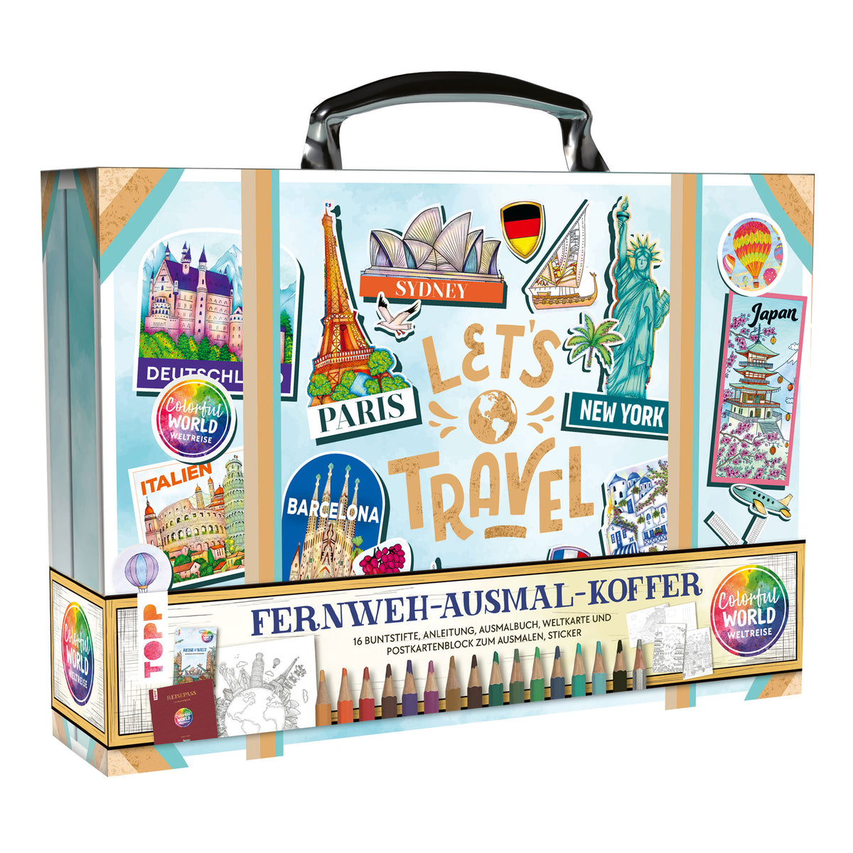 Colorful World Weltreise – Fernweh-Ausmal-Koffer