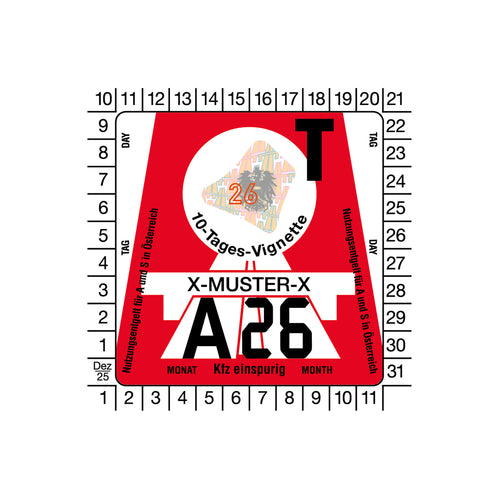 10-Tages-Vignette, Motorrad, Österreich 2026.