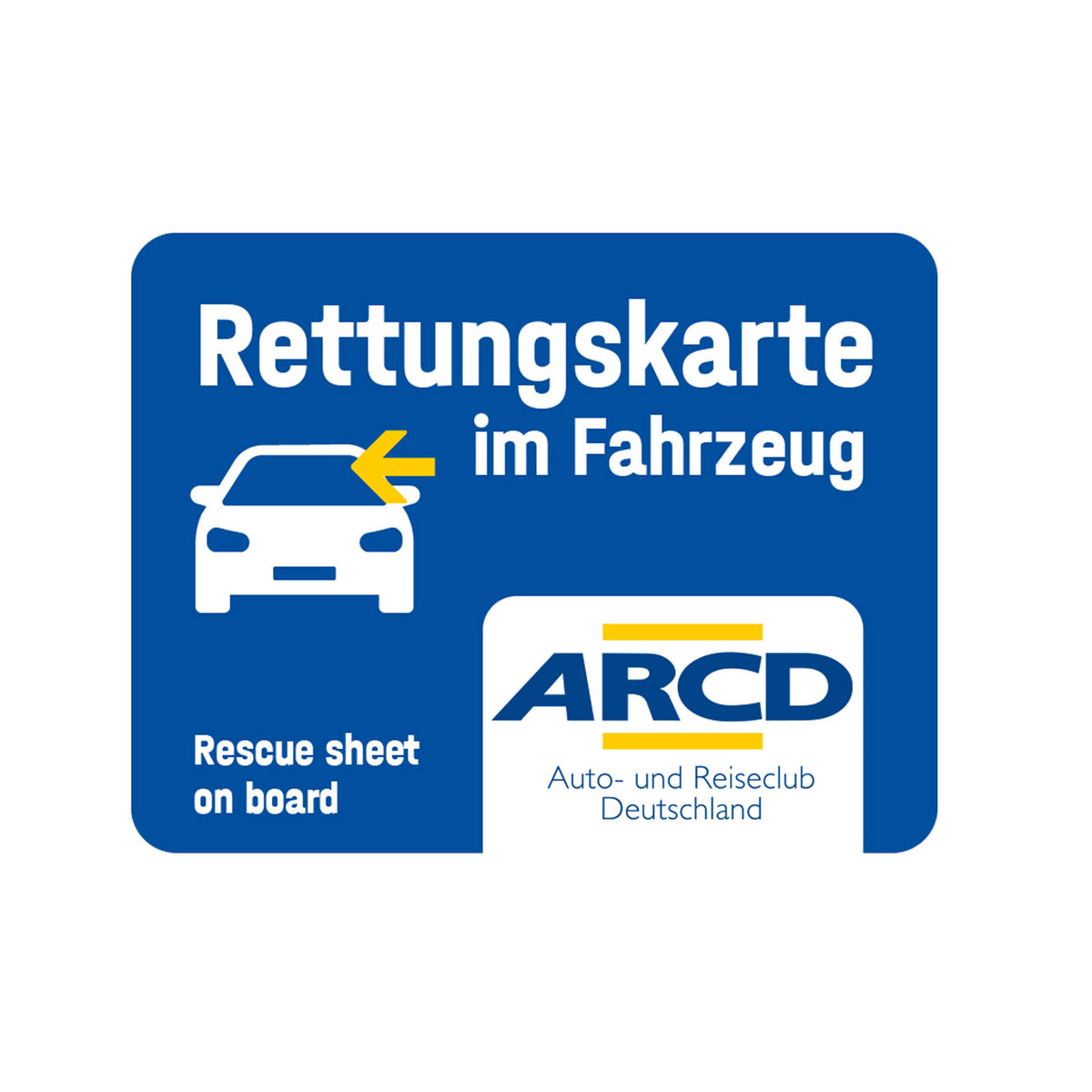 Der ARCD-Rettungskarten-Aufkleber.